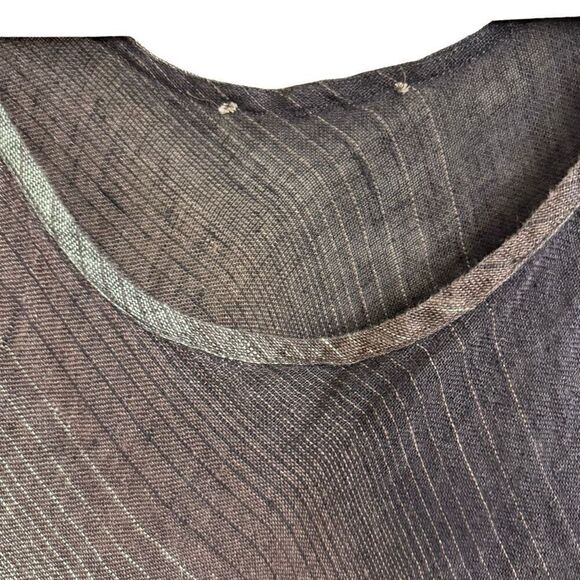 Flax by Jeanne Engelhart Gray Purple Striped Sleeveless Linen Dress Lagenlook XS - Picture 4 of 5